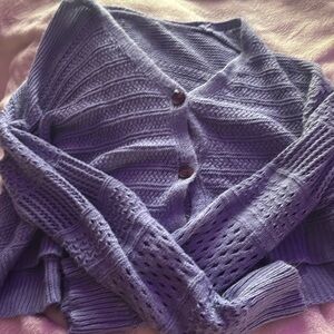 Purple button up sweater perfect for the fall